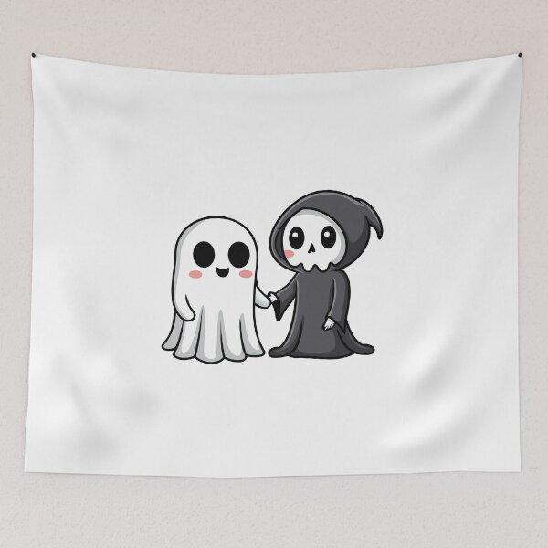 Item preview, Cute ghost with grim reaper holding hands, best friends forever designed and sold by Eva-Designs-.