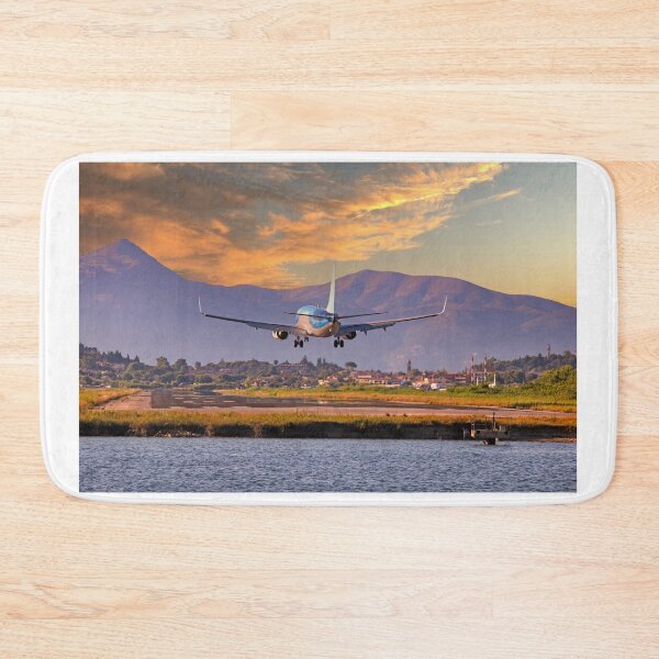 Item preview, Passenger airplane landing at Kerkyra Airport, Corfu International Airport. Corfu island, Greece designed and sold by goceris.