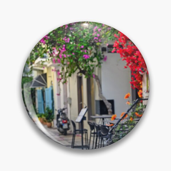 Item preview, Old houses in the narrow streets of Nafplion town with Bougainvillea flowers,summer season designed and sold by goceris.