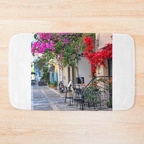 Item preview, Old houses in the narrow streets of Nafplion town with Bougainvillea flowers,summer season designed and sold by goceris.