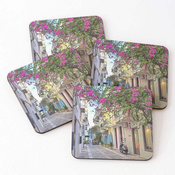 Item preview, Old houses in the narrow streets of Nafplion town with Bougainvillea flowers,Greece designed and sold by goceris.