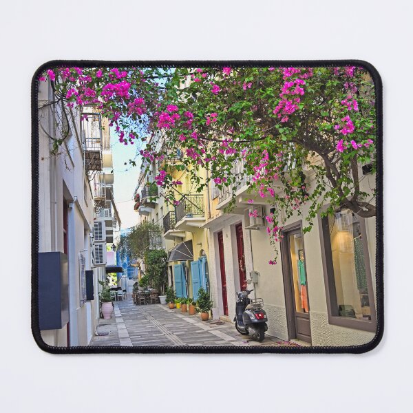 Item preview, Old houses in the narrow streets of Nafplion town with Bougainvillea flowers,Greece designed and sold by goceris.