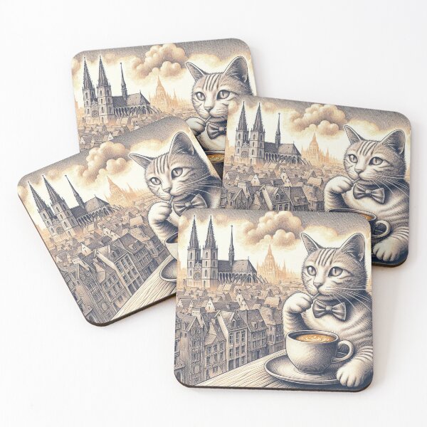 Item preview, Cat drinking coffee designed and sold by Maruksweets.