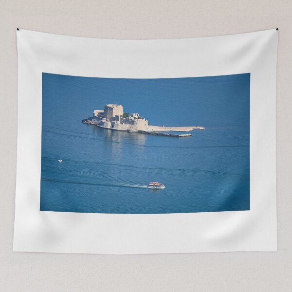 Item preview, Bourtzi Venetian water fortress in Nafplio, Peloponnese, Greece, aerial view,summertime designed and sold by goceris.
