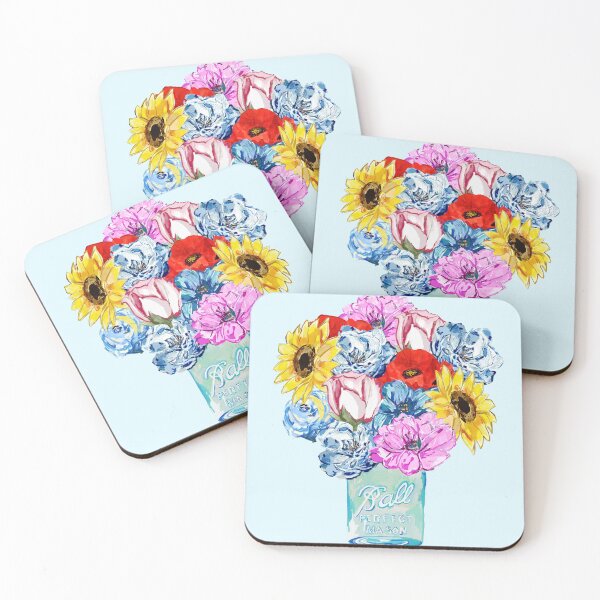 Item preview, Spring Floral Bouquet Mason Jar designed and sold by BlueCava.