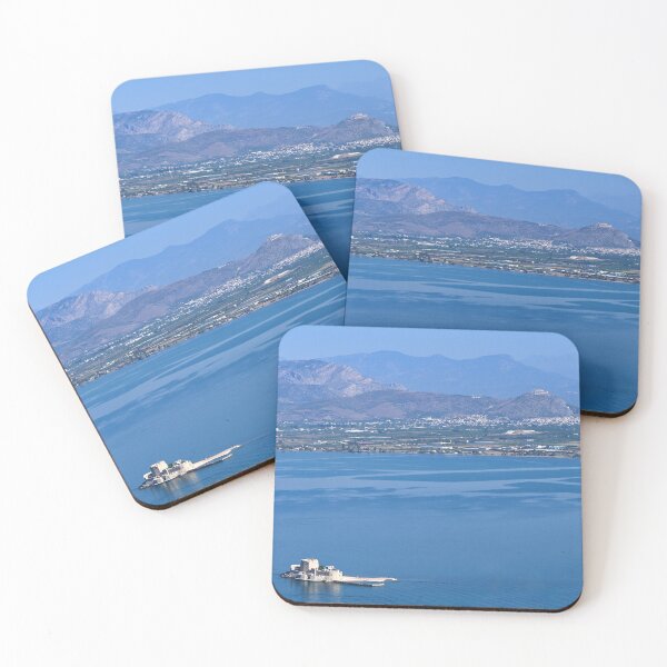 Item preview, Bourtzi Venetian water fortress in Nafplio, Greece, aerial view,summertime designed and sold by goceris.