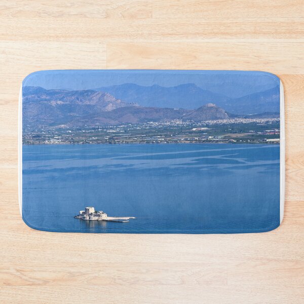 Item preview, Bourtzi Venetian water fortress in Nafplio, Greece, aerial view,summertime designed and sold by goceris.