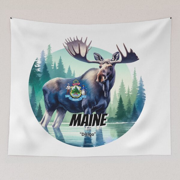 Item preview, Maine — Majesty of the Forest Moose | State Animal Watercolor Art designed and sold by MTeesGA.