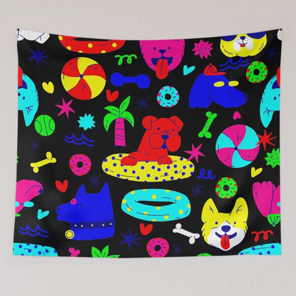 Item preview, cute puppy dog pool party summer funny black designed and sold by Gossip Rag.