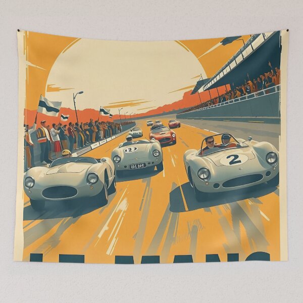 Artikelvorschau, Plakat von Le Mans 1955 entworfen und verkauft von Random Designs.