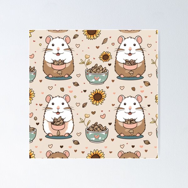 Item preview, Funny hamsters and sunflowers designed and sold by SimpleMariPrint.