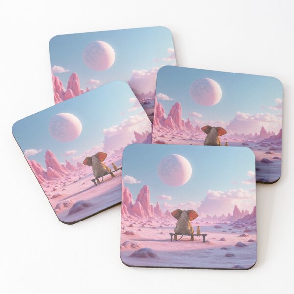 Item preview, Elephant and dog are sitting on a fantasy planet designed and sold by Mike Kiev art.