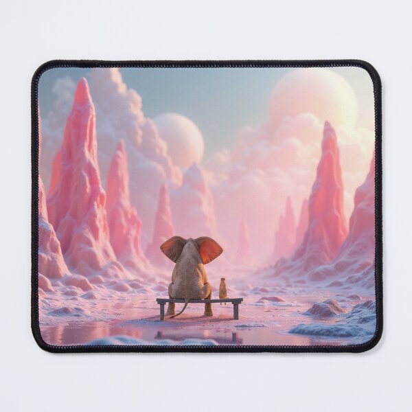 Item preview, Elephant and dog are sitting on a fantasy planet 2 designed and sold by Mike Kiev art.
