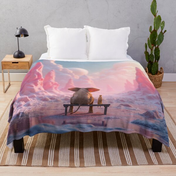 Item preview, Elephant and dog are sitting on a fantasy planet 2 designed and sold by Mike Kiev art.