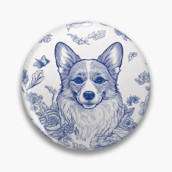 Item preview,   Corgi Blue White Flower Pattern designed and sold by agdietzel.
