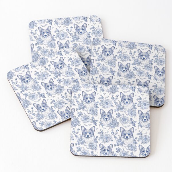 Item preview,   Corgi Blue White Flower Pattern designed and sold by agdietzel.
