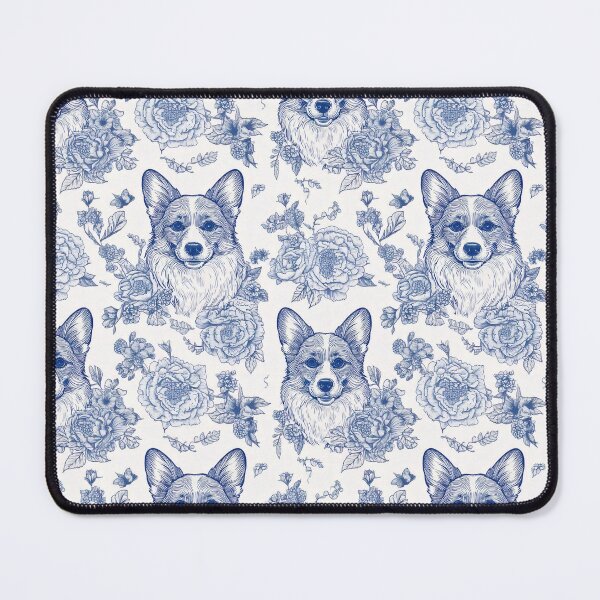 Item preview, Corgi Blue White Flower Pattern designed and sold by agdietzel.