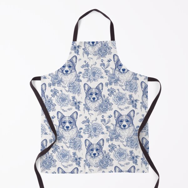 Item preview, Corgi Blue White Flower Pattern designed and sold by agdietzel.