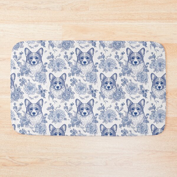 Item preview,   Corgi Blue White Flower Pattern designed and sold by agdietzel.