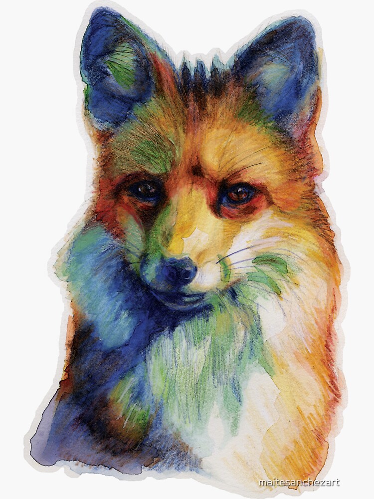 Thumbnail 3 of 3, Sticker, Fox designed and sold by maitesanchezart.