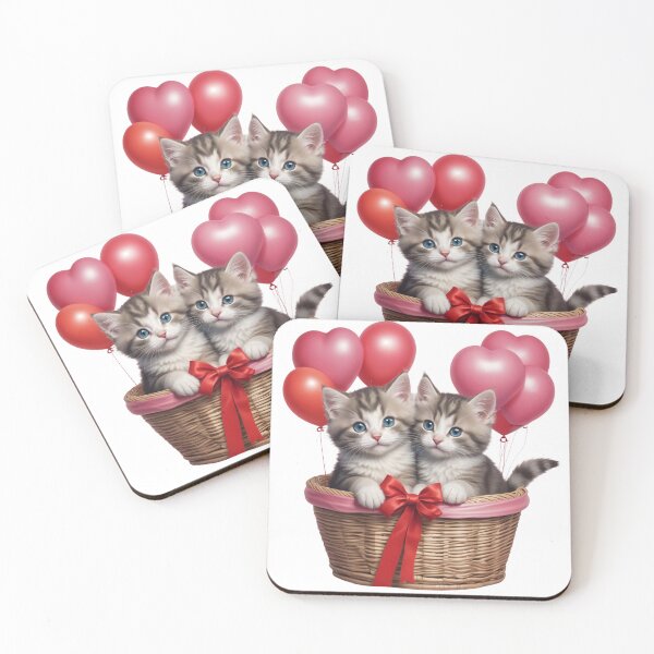 Item preview, Kitten Duo - Love and Tenderness in Balloons designed and sold by latelierdechris.