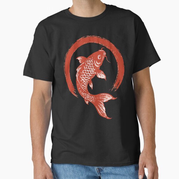 Aperçu de l'œuvre Sumie Coup de pinceau Karasu Rouge Koi Fish Enso créée et vendue par TomFrontierArt.