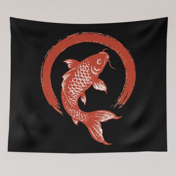 Artikelvorschau, Sumie Pinselstrich Karasu Roter Koi-Fisch Enso entworfen und verkauft von TomFrontierArt.