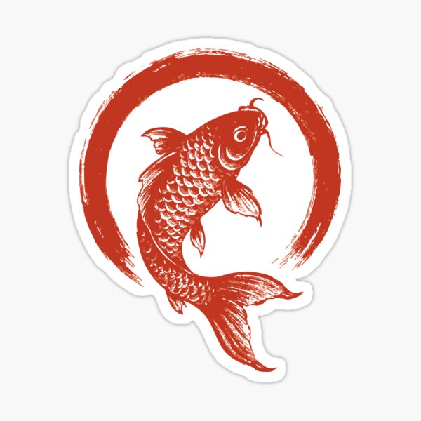 Item preview, Sumie Brushstroke Karasu Red Koi Fish Enso designed and sold by TomFrontierArt.