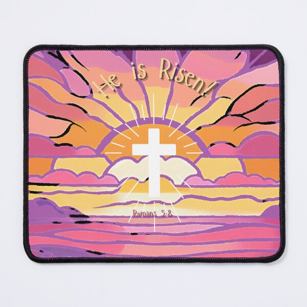 Item preview, Bible verse He Is Risen – Matthew 28:6 | Easter cross design designed and sold by Rainbow Paws Garden.