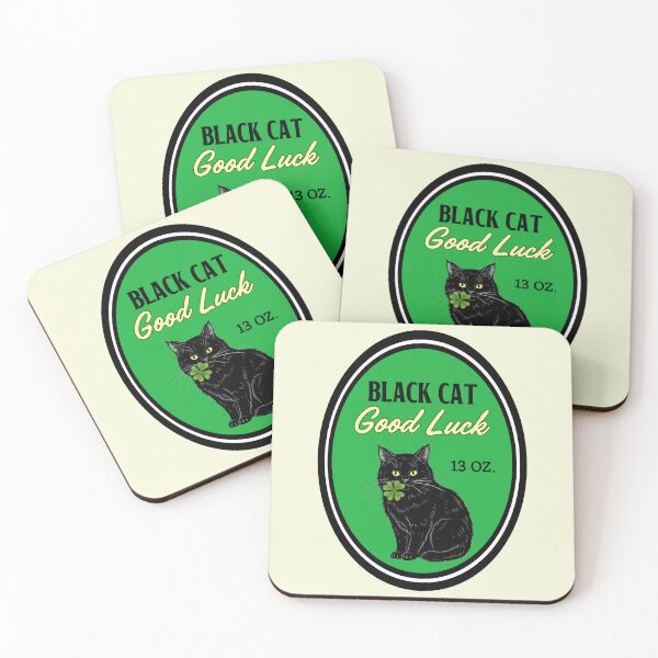 Item preview, Black Cat Good Luck bottle label designed and sold by MannyShop.