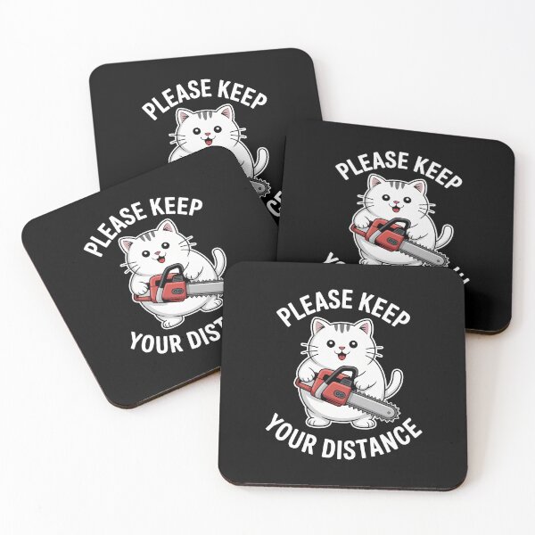 Item preview, Funny Cat with Chainsaw – Please Keep Your Distance Meme Design designed and sold by Trend Pixel Co..