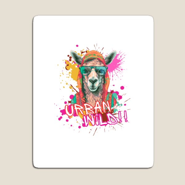Aperçu de l'œuvre T-shirt Urban Wild Llama pour homme – T-shirt graphique streetwear créée et vendue par Homyar.