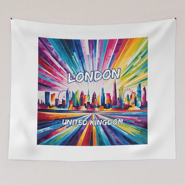 Item preview, Vibrant colors abstract London UK skyline designed and sold by ErSaSolutions.