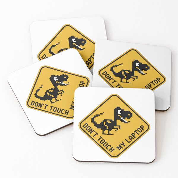 Item preview, Funny Pixel Dinosaur Warning Sign – Don’t Touch My Laptop Geek Design designed and sold by Trend Pixel Co..