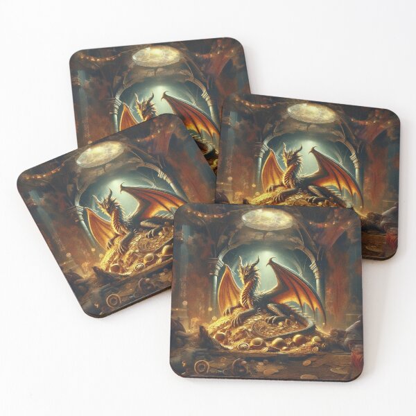 Item preview, A powerful dragon perched on a mound of treasures. designed and sold by Fantasy-Vibes.