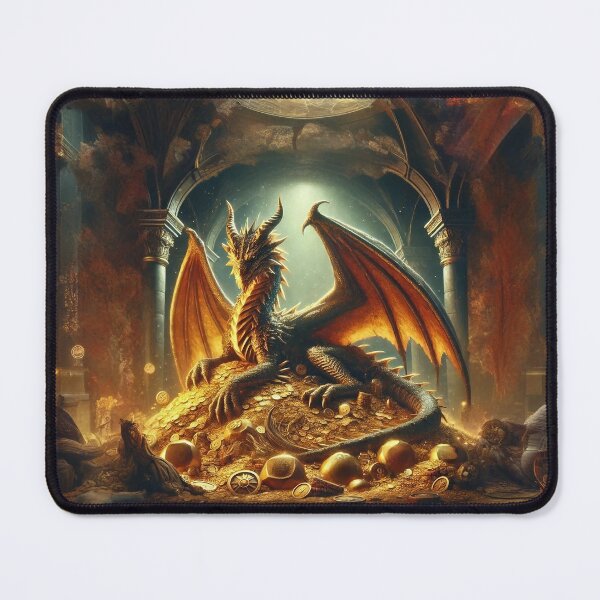 Item preview, A powerful dragon perched on a mound of treasures. designed and sold by Fantasy-Vibes.