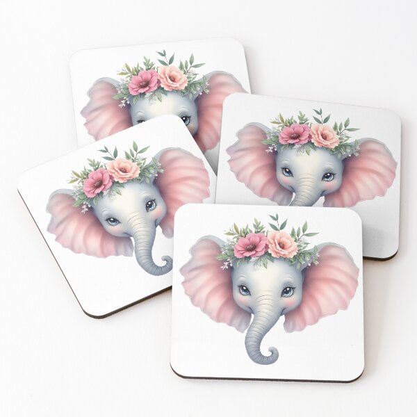 Item preview, Cute Baby Elephant with Floral Crown – Boho Animal Art designed and sold by QuickPick Store.