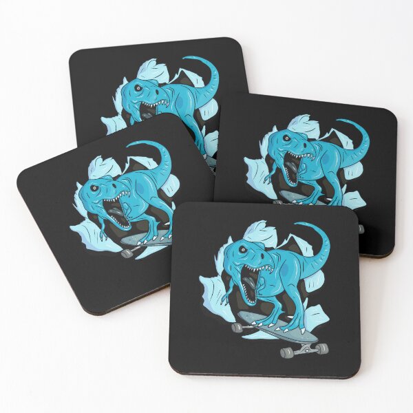 Item preview, Sky-blue dinosaur skateboarder on a skateboard designed and sold by Joncasmiart.