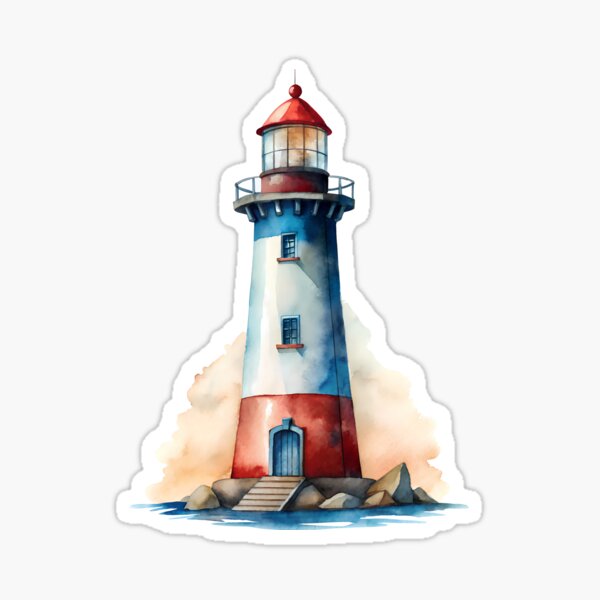 Item preview, Watercolor Lighthouse – Serene and Nautical Coastal Art designed and sold by Kids Art 4U.