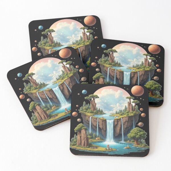 Item preview, Floating Fantasy World - Waterfalls and Mystical Universe designed and sold by latelierdechris.