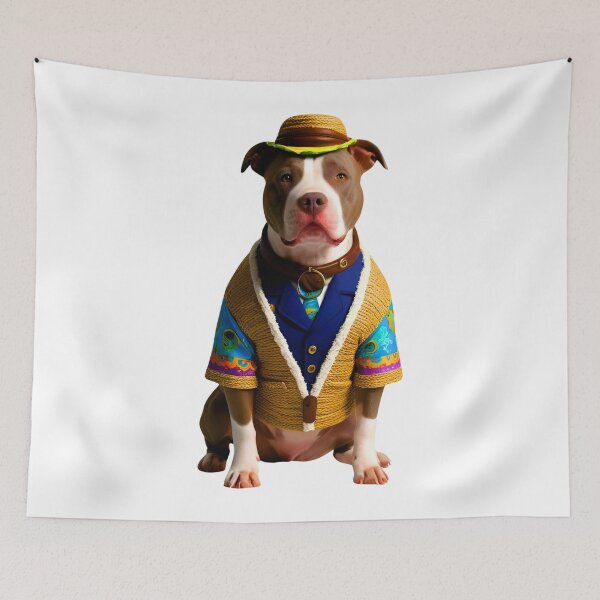 Item preview, Groovy 1970s Hippy Pitbull – Peace, Love & Paws designed and sold by Fredster1966.