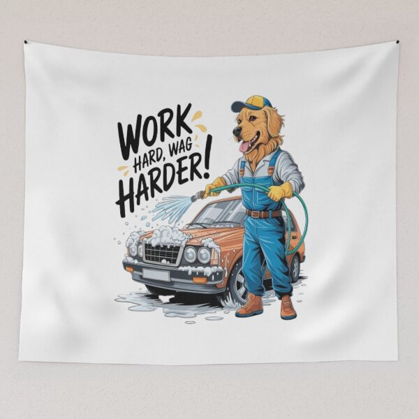 Item preview, Golden Retriever Car Wash – Work Hard, Wag Harder! designed and sold by Petpixy.