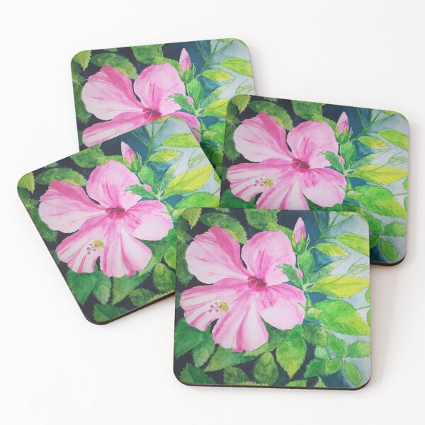Item preview, Pink hibiscus flower watercolour painting  designed and sold by esvb.
