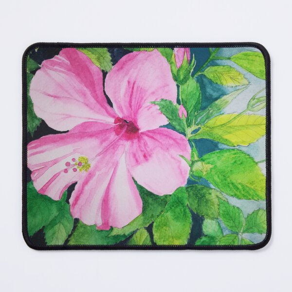 Item preview, Pink hibiscus flower watercolour painting  designed and sold by esvb.