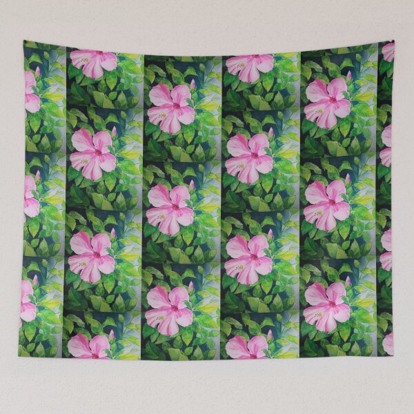 Item preview, Pink hibiscus flower watercolour painting  designed and sold by esvb.
