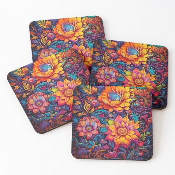 Item preview, Colorful Nature very Intricate detailed vtrippy pattern flowers designed and sold by CattlettArt.