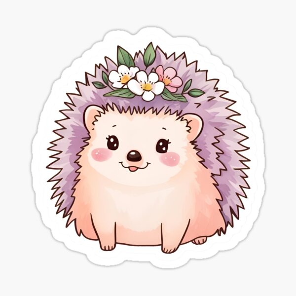 Item preview, Cute Hedgehog with Floral Crown – Kawaii Animal Sticker designed and sold by zappystix.