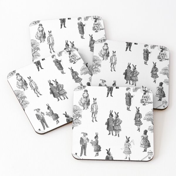 Item preview, antique victorian baby animals kids black white toile designed and sold by Gossip Rag.