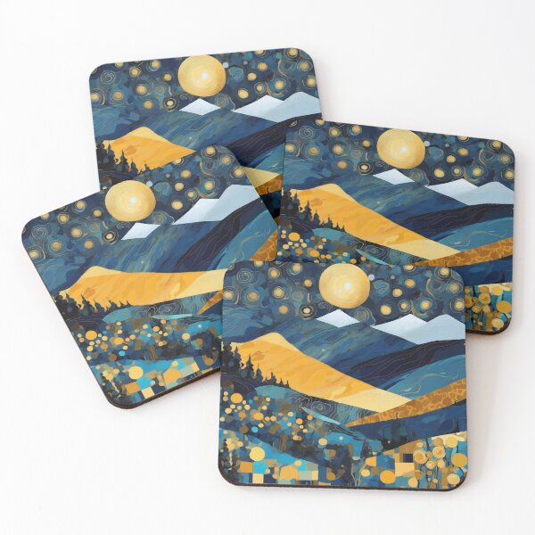 Item preview, Starry Night with Moon and Mountains  designed and sold by Vicky Brago-Mitchell®.