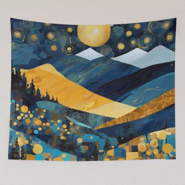 Item preview, Starry Night with Moon and Mountains  designed and sold by Vicky Brago-Mitchell®.
